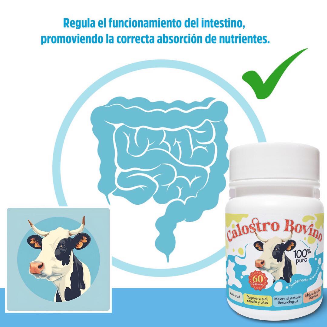 Calostro Bovino 100% Puro – Tu Base de Inmunidad, Regeneración y Vitalidad 60 Capsulas +Envio Gratis
