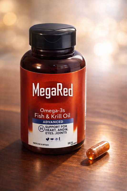 MegaRed Omega-3  – Energía y Vitalidad Masculina en 1 Solo Suplemento-Frasco por 30 Cápsulas color café