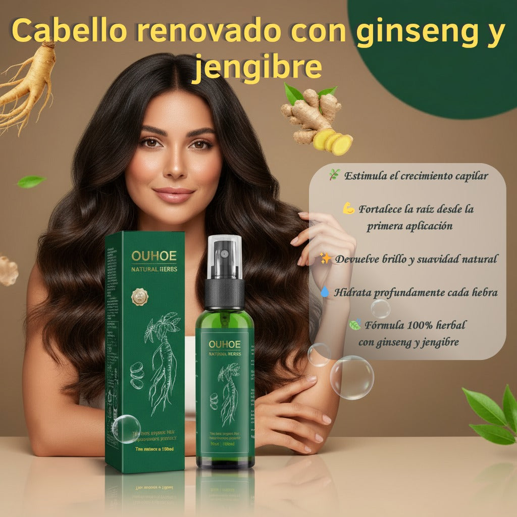 Melena-Poder: Tratamiento Herbal con Ginseng y Jengibre para Cabello Más Abundante y Resistente