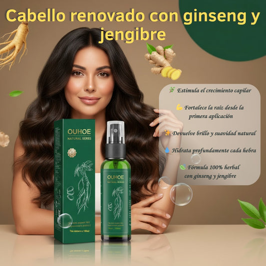 Melena-Poder: Tratamiento Herbal con Ginseng y Jengibre para Cabello Más Abundante y Resistente