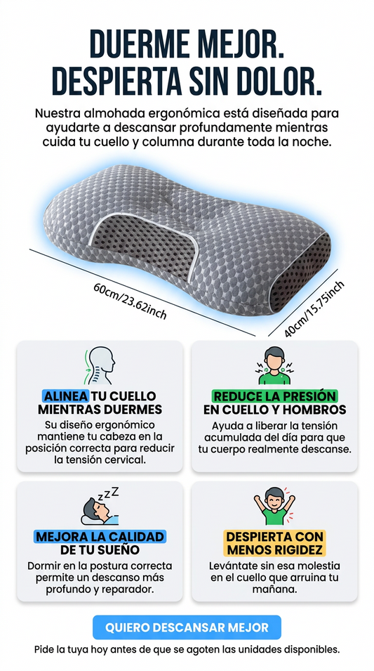 Almohada Ergonómica Cervical — Despierta Sin Dolor En El Cuello